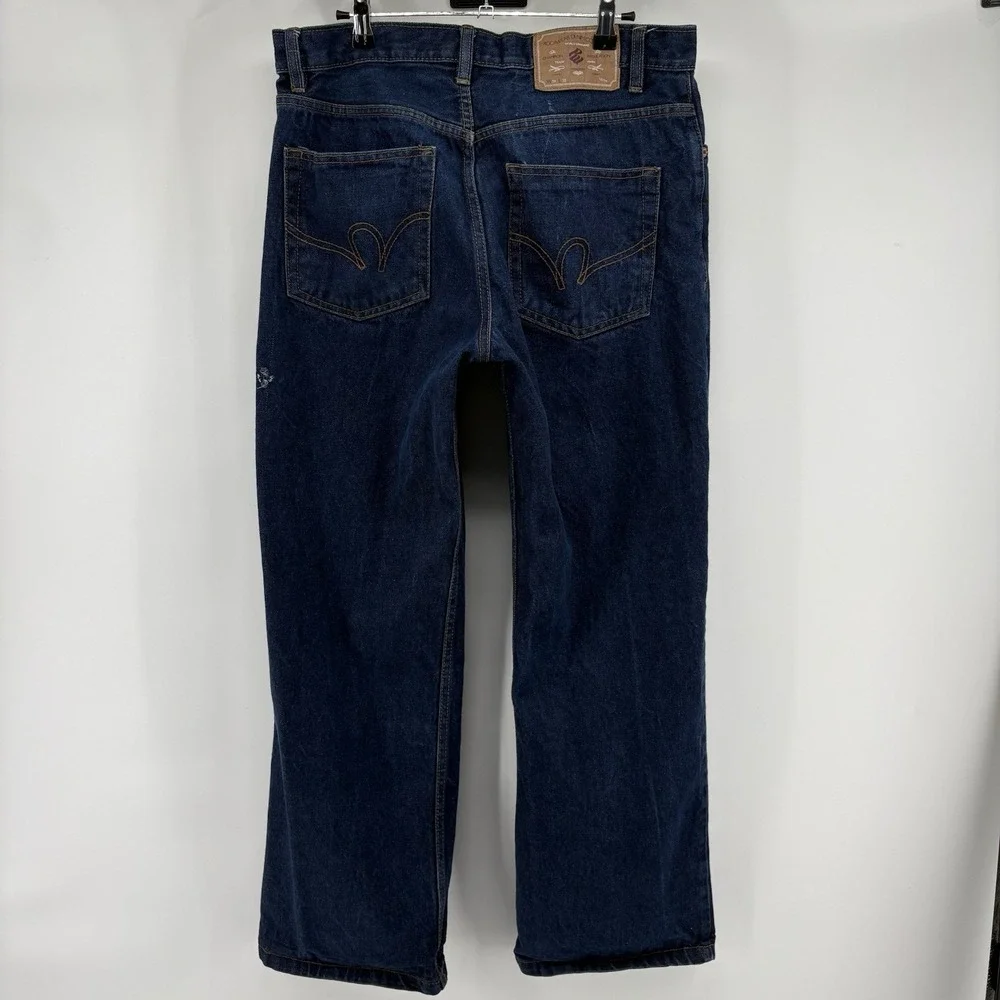 Vintage Rocawear Jeans 33x30 Dark Wash Baggy Loose Y2K Skater Hip Hop Streetwear